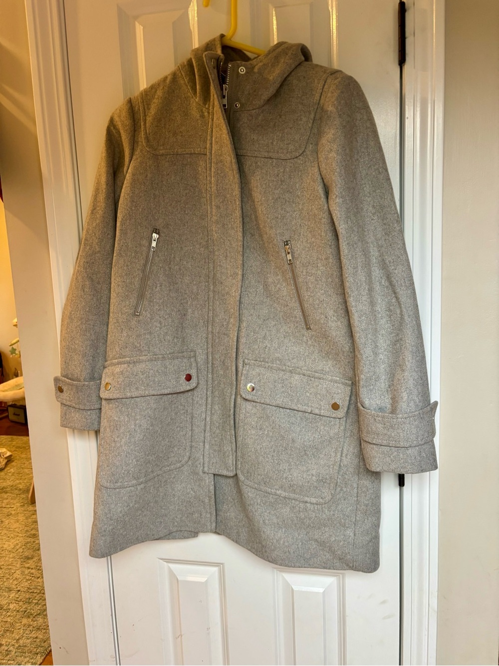 J. Crew Italian Melton Wool-Blend Coat in Light Gray
